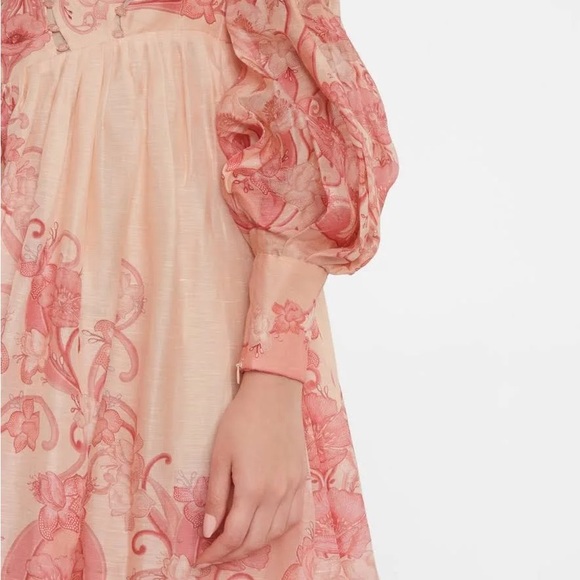 Zimmermann Pink Mock Neck Long Sleeve Gown - Picture 2 of 6
